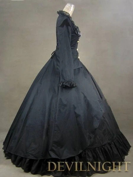 Черное винтажное платье с длинными рукавами в стиле Готик Викторианского