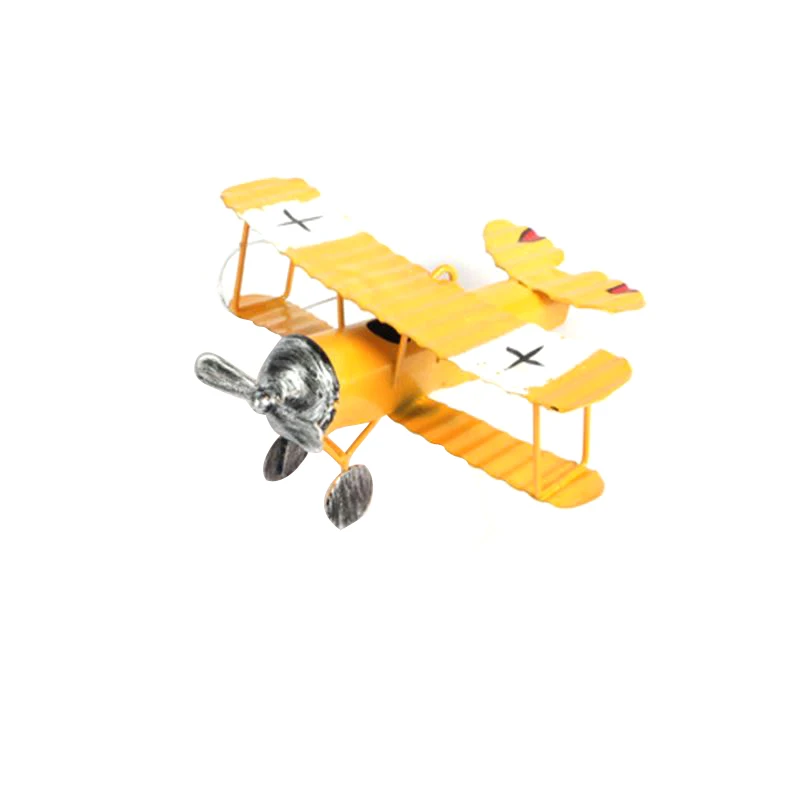 vintage biplane model mini figurines for home decor metal iron air plane model aircraft children room hanging decor kids gift free global shipping
