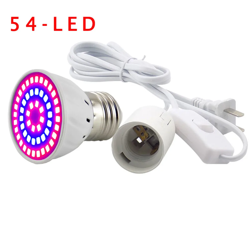 54 LED Светодиодный светильник для растений 3 Вт, 4 Вт, 5 Вт, лампа для выращивания цветов, для помещений, гидропоника, лампы для выращивания растений с кабелем питания переменного тока, светодиодный парниковый светильник - Испускаемый цвет: 54 LED