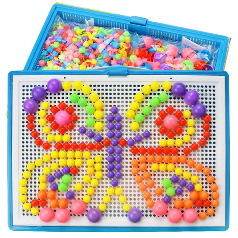 296pcs 296/592 шт Пазлы для детей композитный интеллектуальные игрушки развивающие набор гвоздиков со шляпками игрушки для детей, подарки DIY мозаичный пазл - Цвет: 296pcs
