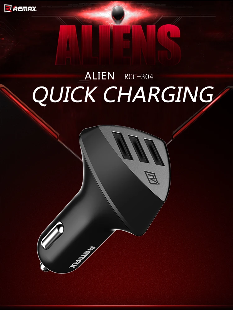 Автомобильное зарядное устройство remax Alien RCC304 3 USB для samsung S10 S9 S8 Plus Xiaomi redmi 6 6A huawei p30 p20 pro Быстрая зарядка 3.4A зарядное устройство