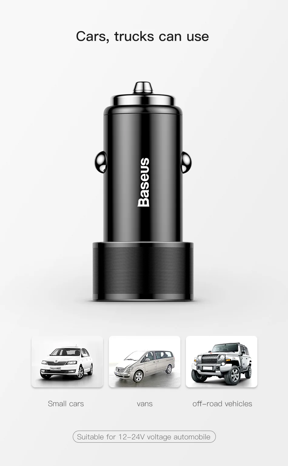 Автомобильное зарядное устройство Baseus 3.4A с двумя usb-портами для iPhone xs, samsung, Xiaomi, iPad, 2 порта, светодиодный, автомобильное зарядное устройство для мобильного телефона, быстрое автомобильное зарядное устройство