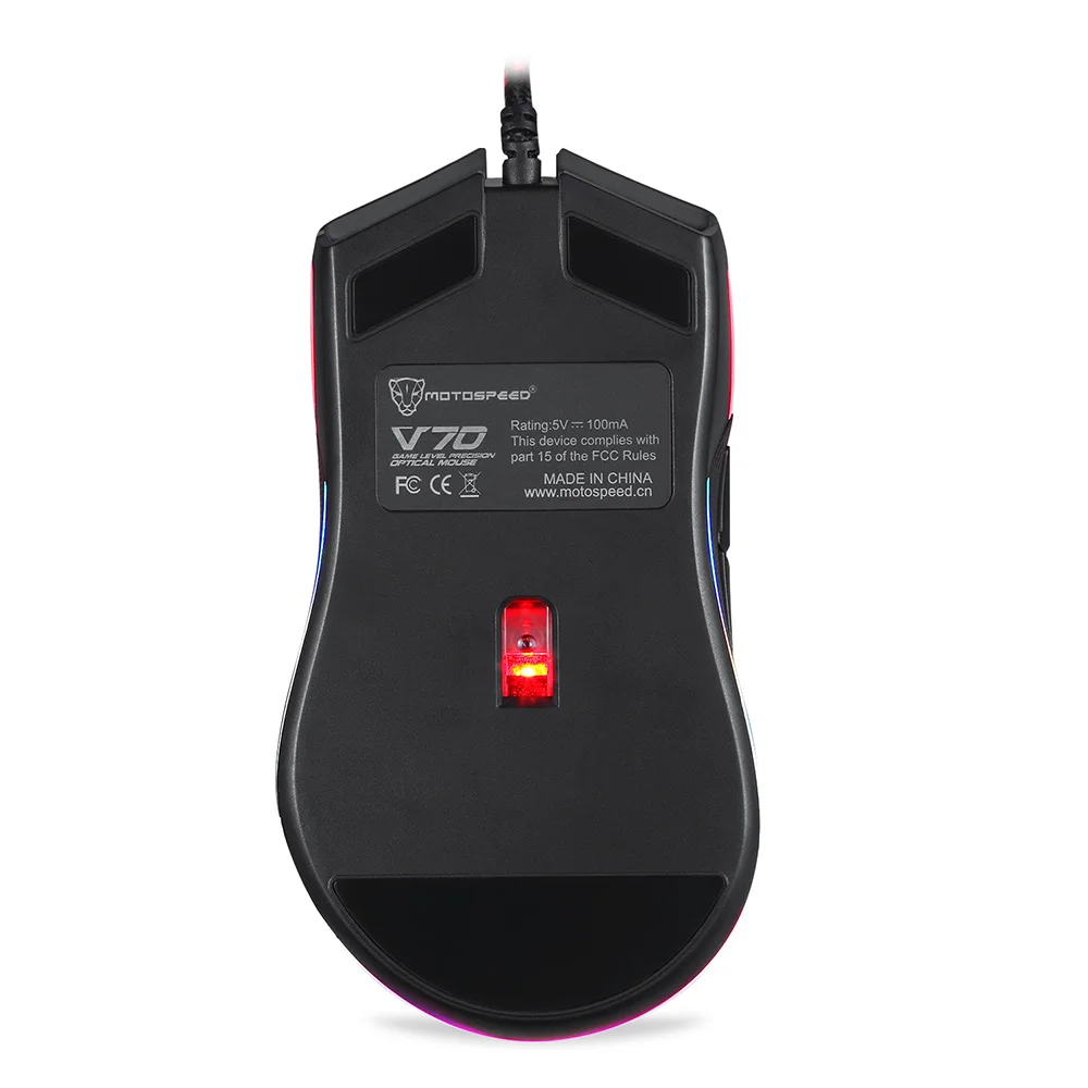 Motospeed V70 RGB игровая мышь 12000 точек/дюйм компьютерная геймер Проводная оптическая