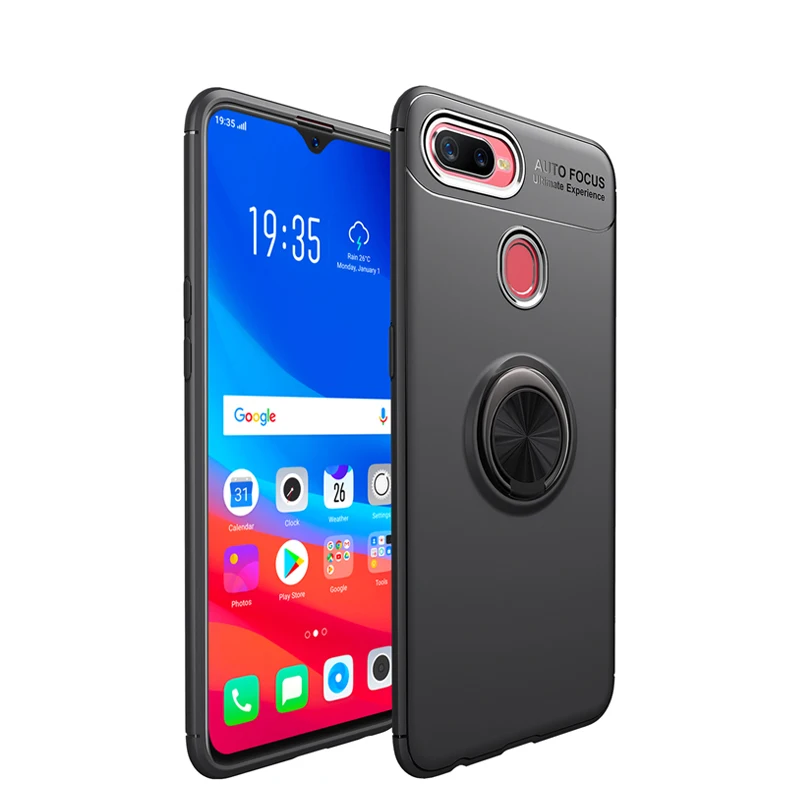 Для OPPO A7 AX7 чехол Автомобильный держатель Стенд Магнитный кронштейн палец кольцо мягкое силиконовое покрытие чехол для OPPO A7 A 7 противоударный