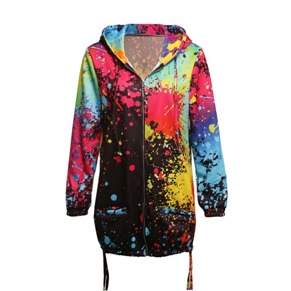 

Hot Ladies Long Sleeve Zip Up Hoodies Sweatshirt Ladies Jacket Coat Outwear Ladies Floral Hooded Fashion Outwear Clothing