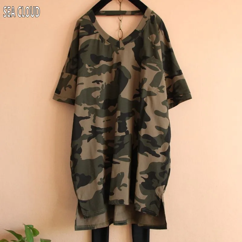 

82 Free shipping summer plus size clothing loose v-neck shor-sleeve t-shirt plus cotton big long design shirts 120 cm