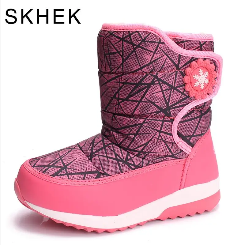 Rose Red SKHEK/брендовые Детские ботинки; зимние детские ботинки; толстая теплая обувь из шерсти; зимние ботинки для мальчиков и девочек; детская обувь; Цвет черный, красный; 1739 - Цвет: Rose Red