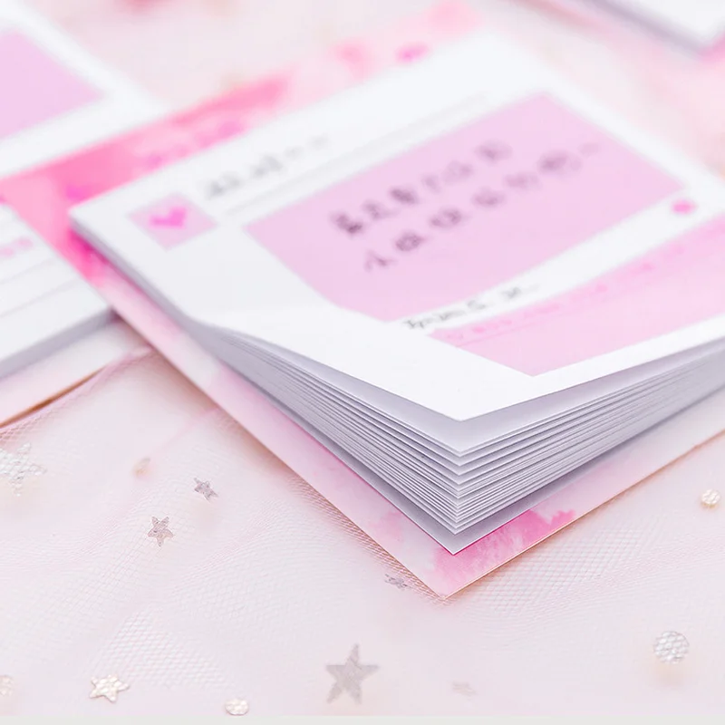 1 шт. Симпатичные розовые самоклеящиеся блокноты для записей канцелярские