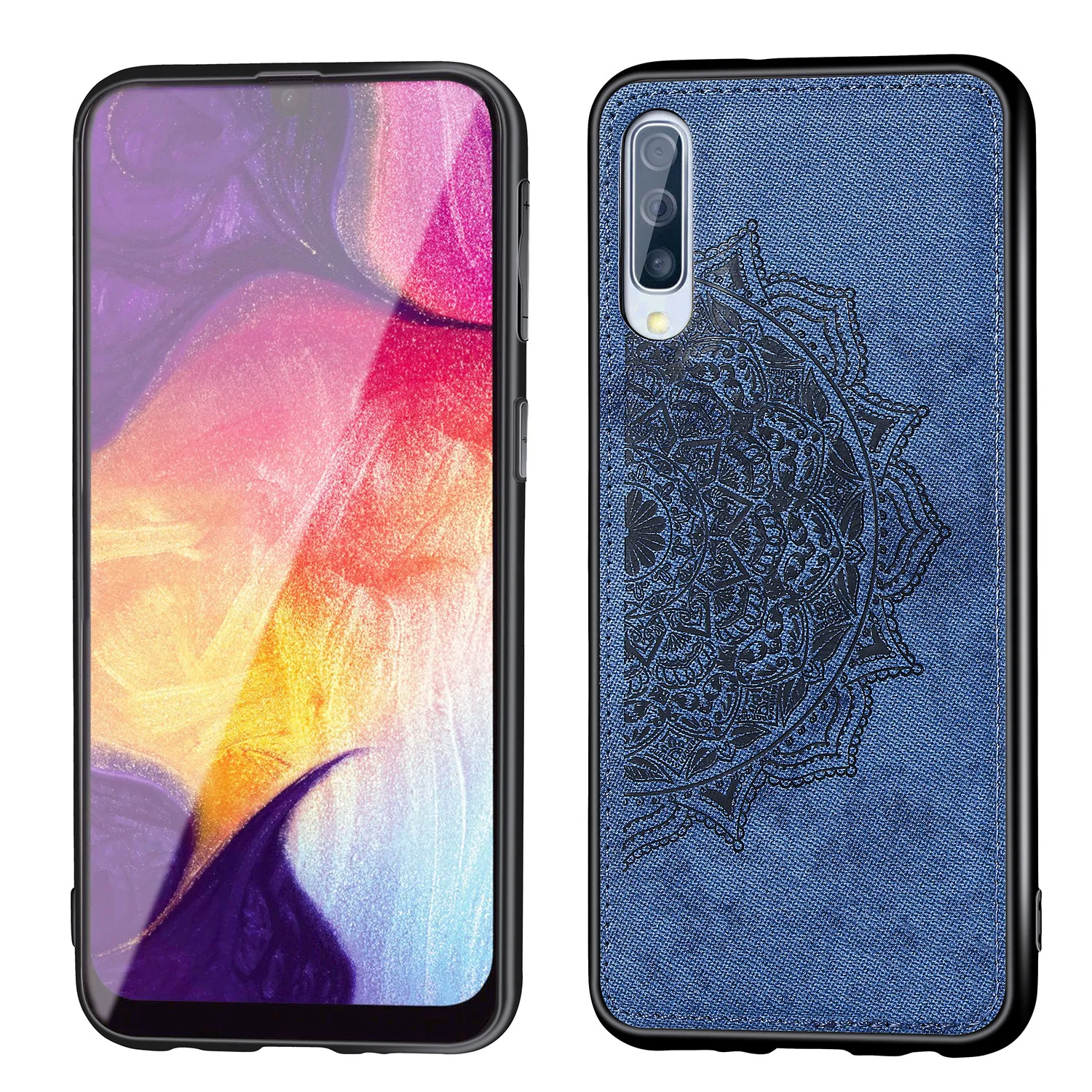Чехол для телефона Samsung Galaxy A70 классический тканевый бампер мягкая силиконовая