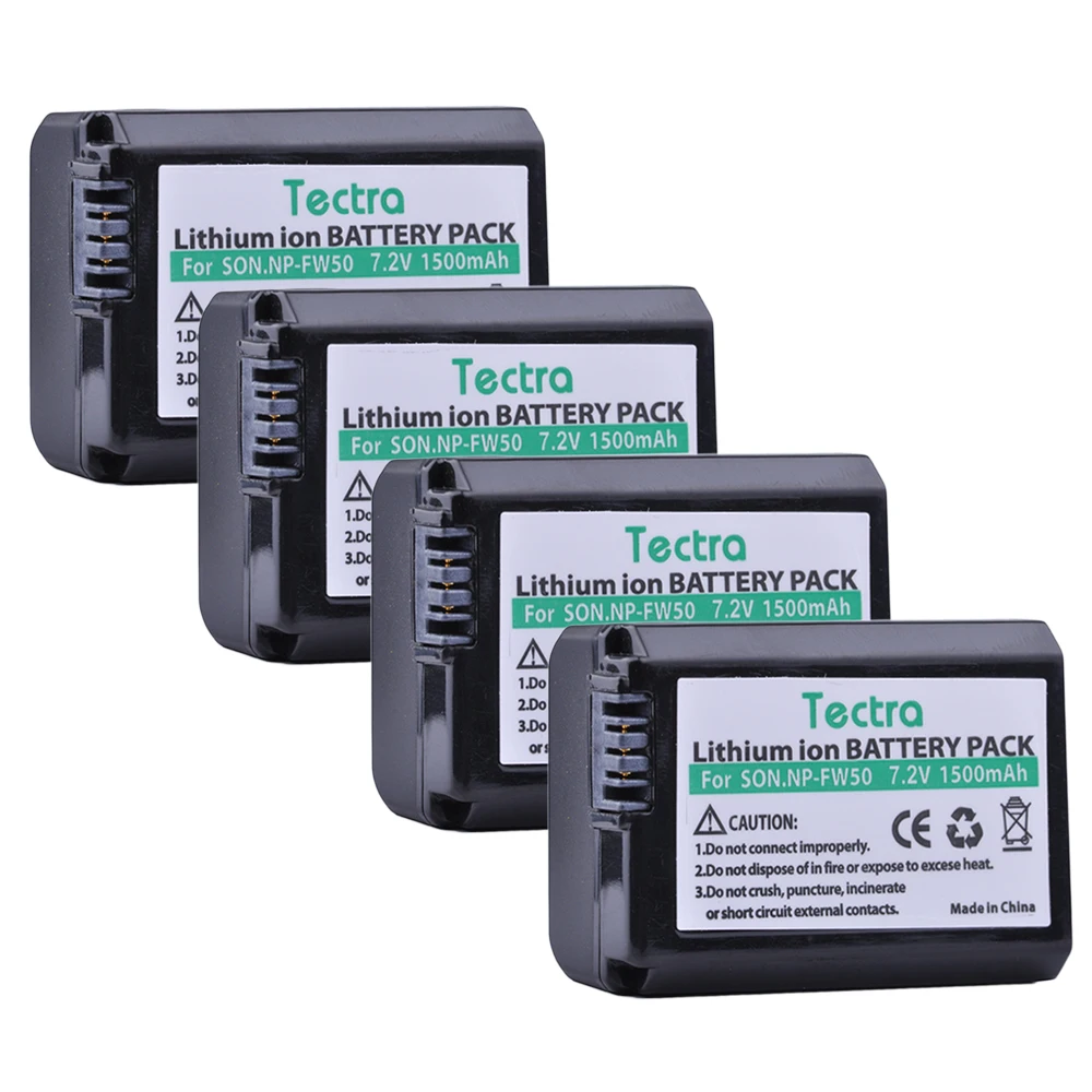 Tectra 4 шт. NP FW50 NPFW50 батарея + 2 канальный USB двойное зарядное устройство для Sony NEX 5 5A 5C