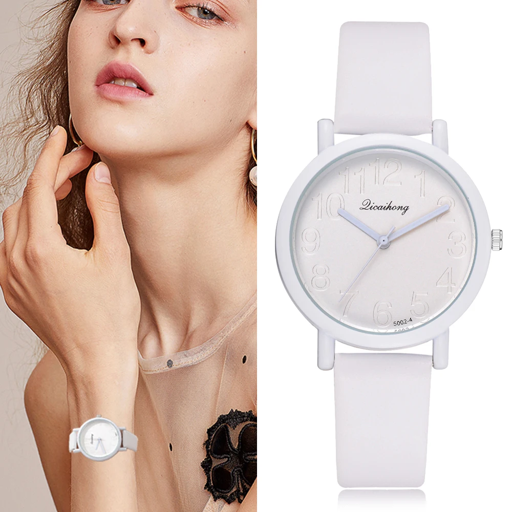 2018 часы женские брендовые винтажные кожаные роскошные Macaron повседневные белые