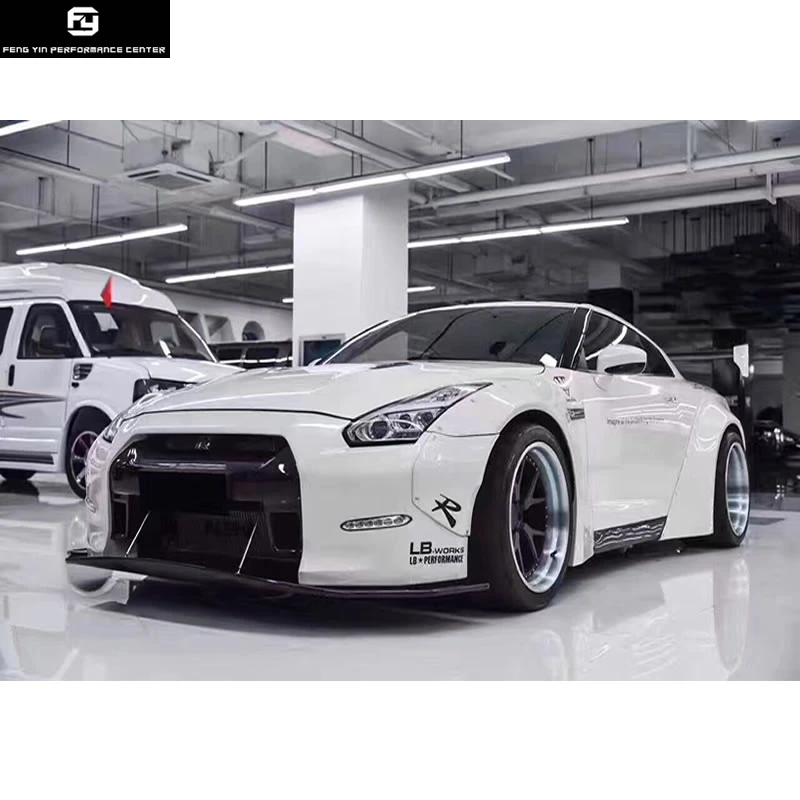 GT-R R35 LB широкий автомобильный комплект кузова FRP из углеродного волокна передний бампер губы задний диффузор спойлер колеса брови для Nissan GTR R35 09-15