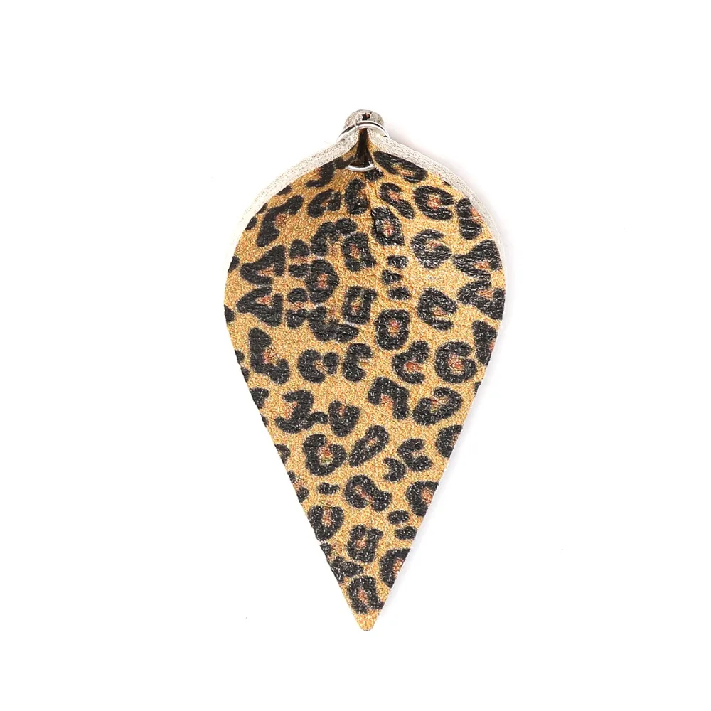 DoreenBeads искусственная кожа Подвески Лист Зебра леопардовый животный узор W/Jump Ring 62