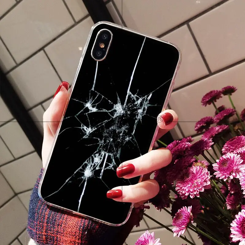 Ruicaica разбитое стекло экран Мягкий Силиконовый ТПУ чехол для телефона iPhone 8 7 6 6S Plus