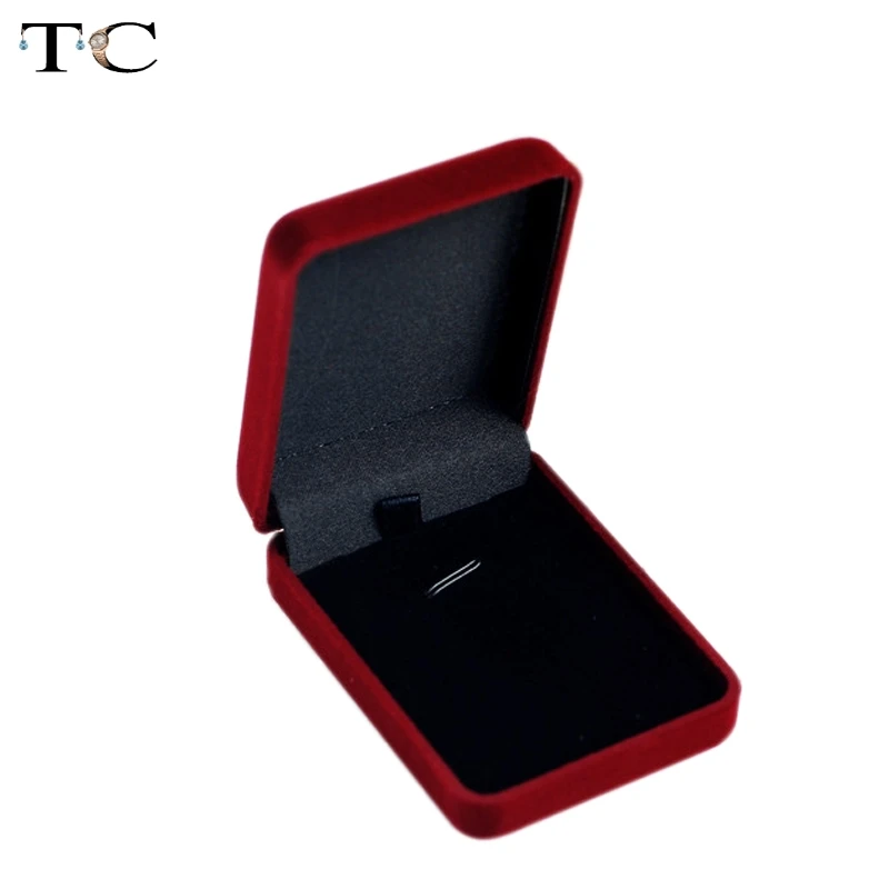 Высококачественная бархатная коробка темно Красного цвета квадратная для
