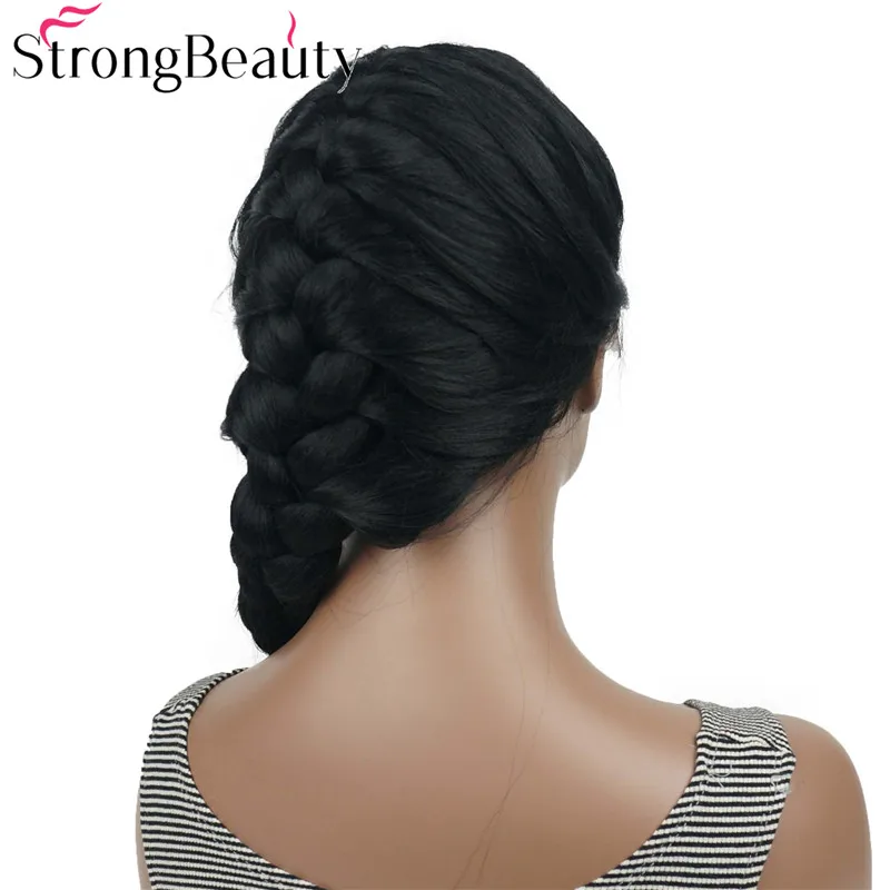 StrongBeauty длинные косички Прически Кружева передние парики для женщин синтетические черные волосы парик