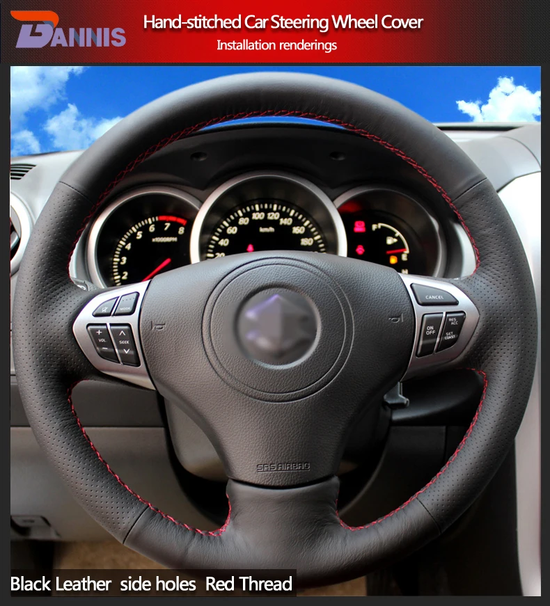 BANNIS черная искусственная кожа Сделай Сам сшитый вручную чехол на руль для Suzuki Grand Vitara 2007-2013