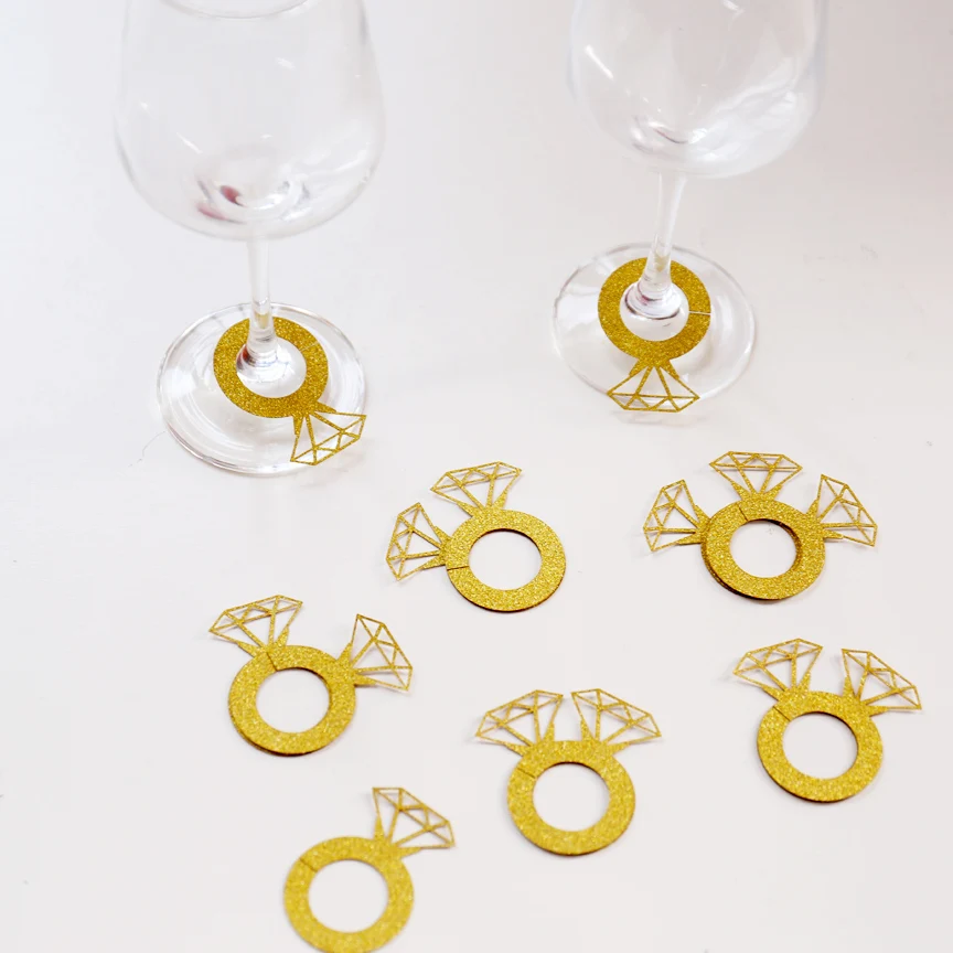 Набор из 50 алмазных колец винных стеклянных тегов украшение для помолвки