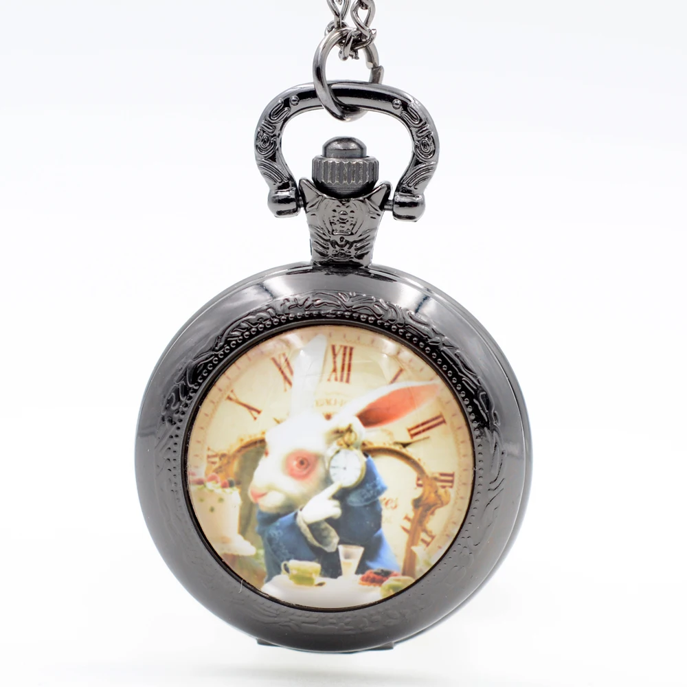 Кварцевые карманные часы Alice in Wonderland с Белым Кроликом ожерелье подвеской мужские