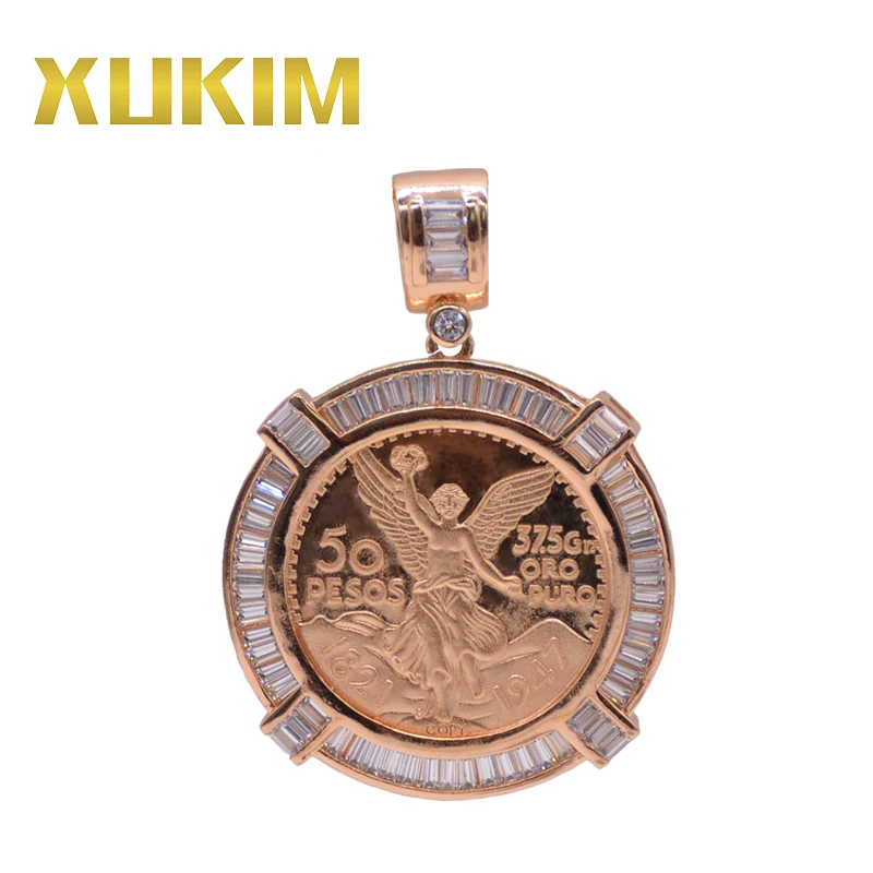 Ювелирные изделия KCP02 Xukim мексиканские монеты 50 песоса Безель кулон монета под