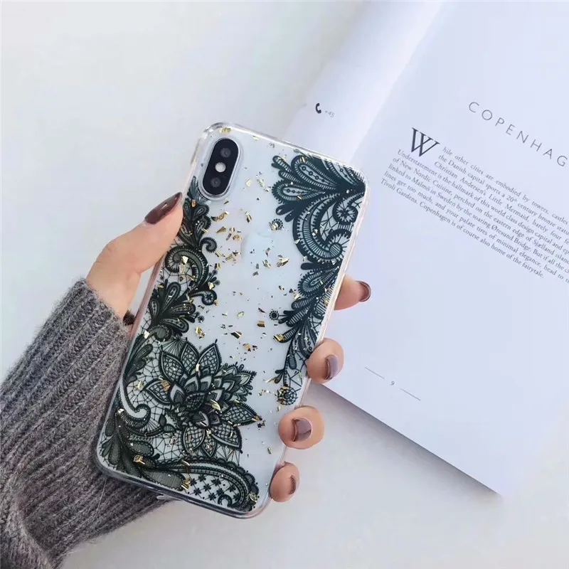 DISCASE свежий золото клей для фольги чехол iphone XS MAX XR Мода блеск цветок Soft Shell X 8 7 6 6s