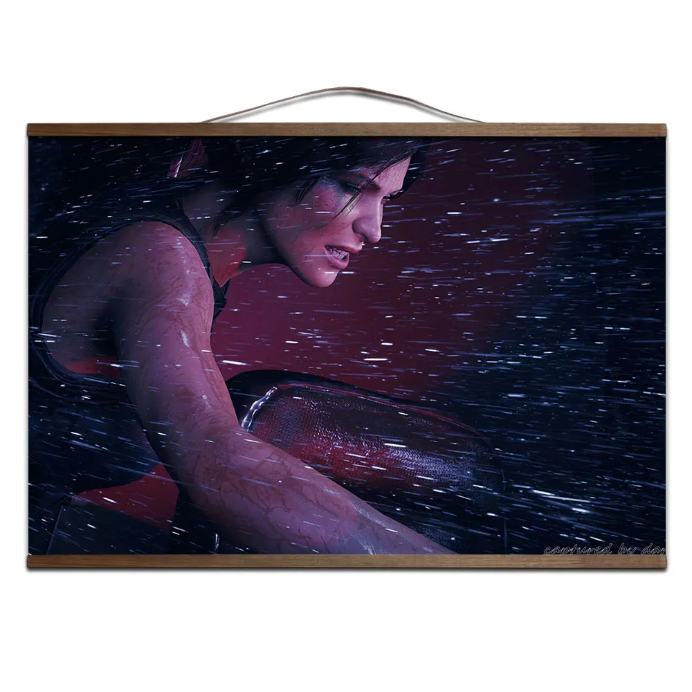 Shadow of the Tomb Raider игровой плакат для HD холст декоративные постеры настенная живопись с твердой деревянной подвеской свиток - Цвет: 3