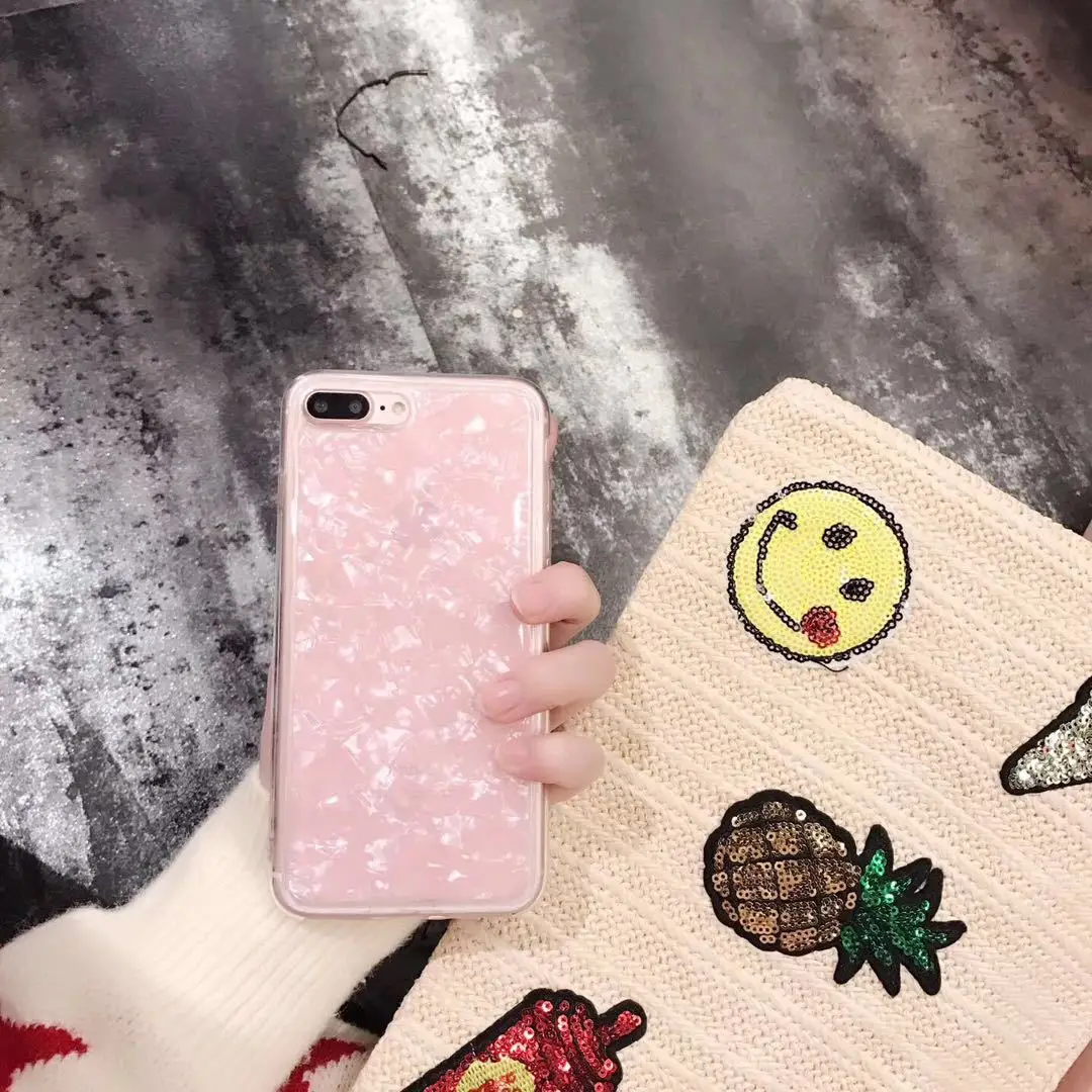 Conch Shell White Phone Case Luxury Shining High quality Plastic Back Cover For iphone 7 8 plus x Coque Capa |