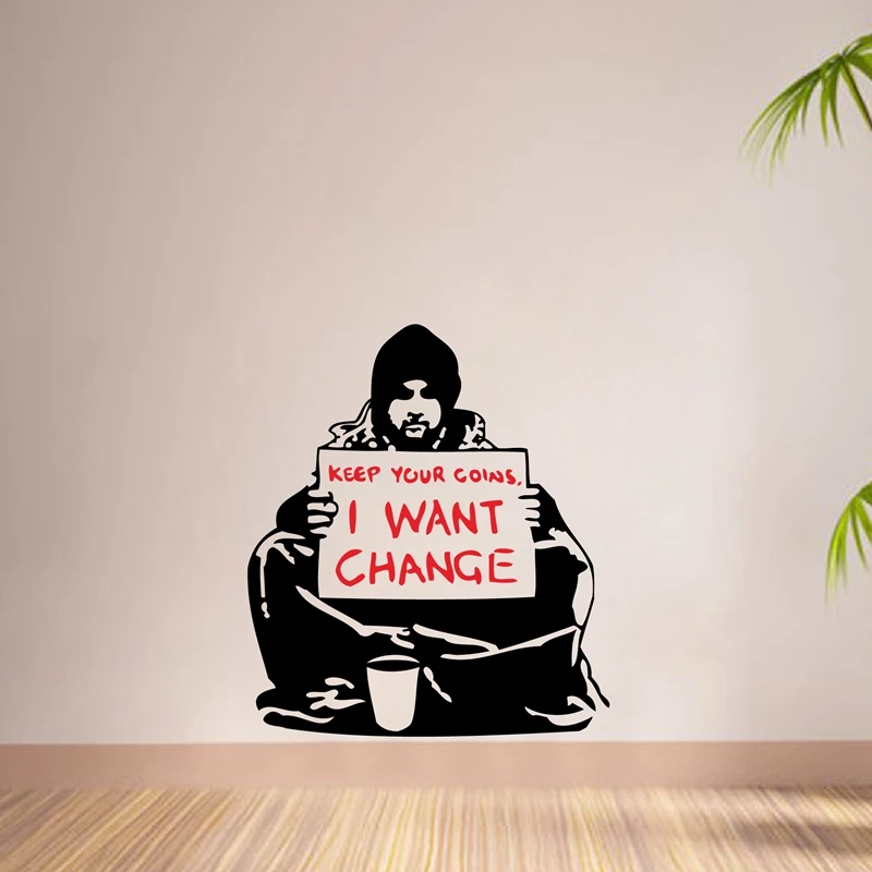 Geekery BANKSY художественная виниловая наклейка подходит для стен, автомобилей, окон-Держите ваши монеты. нищий бездомный, A2062