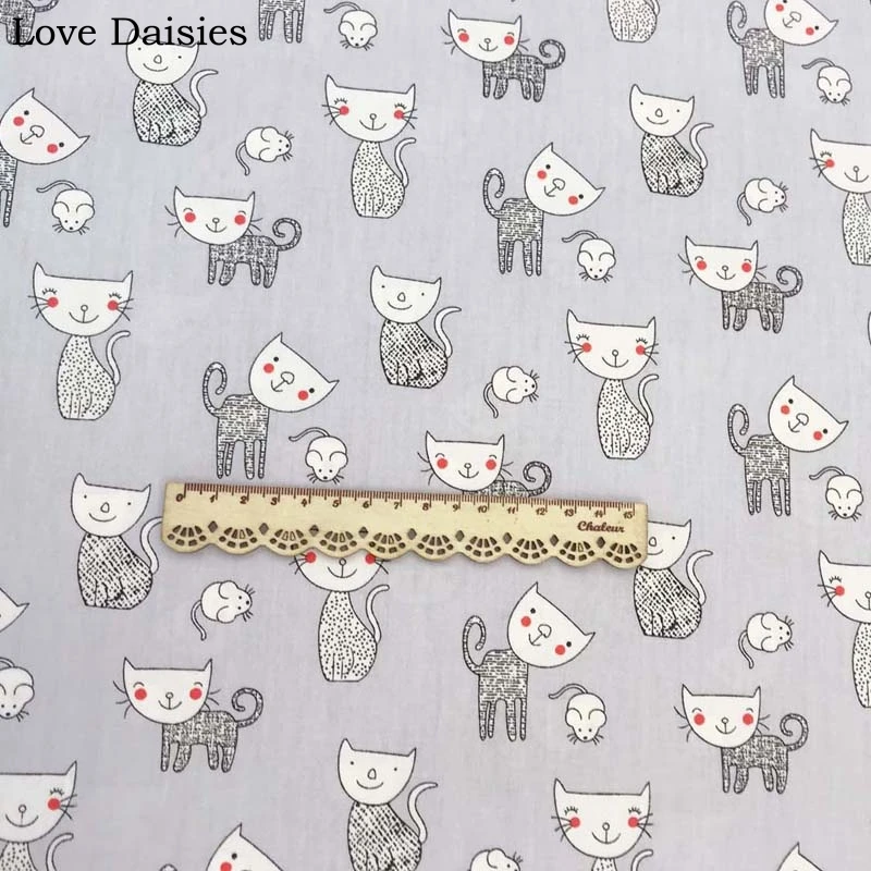 100% хлопок саржа текстиль скандинавский ветер серый синий мультфильм Животные