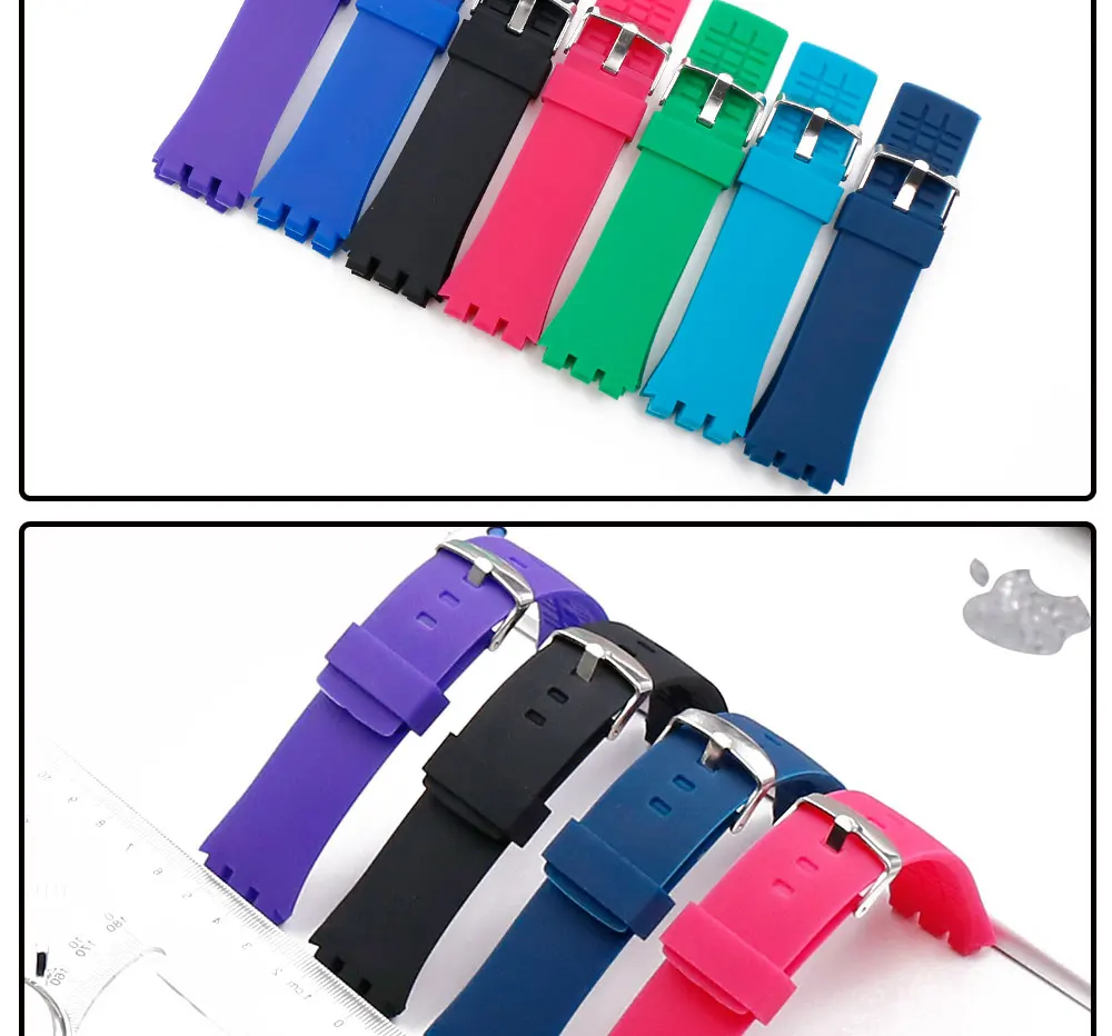 Пряжка силиконовый ремешок мужской 24 мм аксессуары для часов Swatch touch SURB100 SURW102 SURB101 водонепроницаемый ремешок для часов