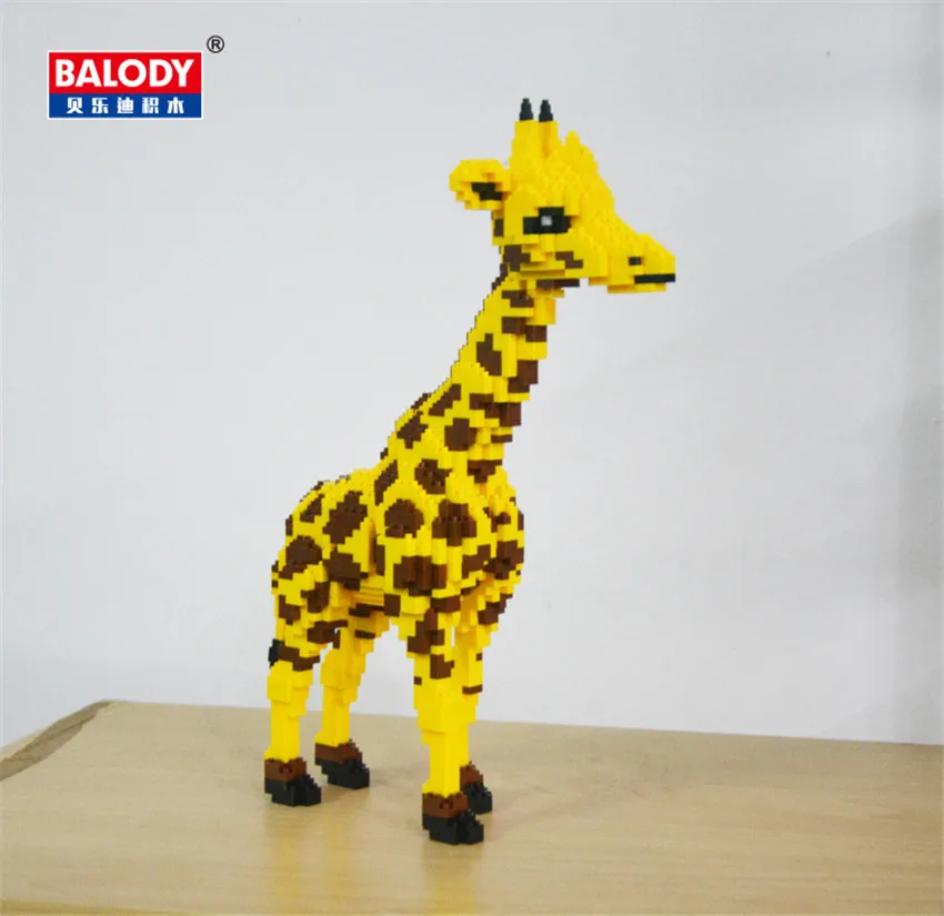 Мини животное жираф сидя стоящий блок набор Balody совместимый дети здание