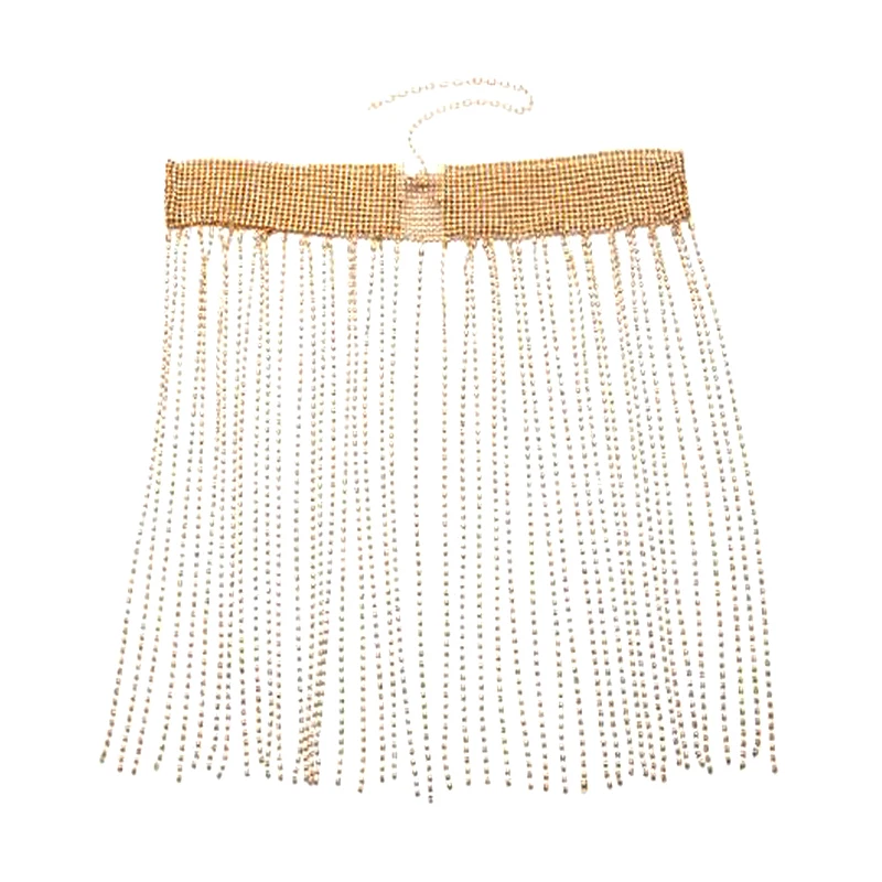 Новинка, брендовая Сексуальная цепочка для тела со стразами, женские вечерние юбки для клуба, металлическая цепочка на талию, модный пояс с кистями, аксессуары