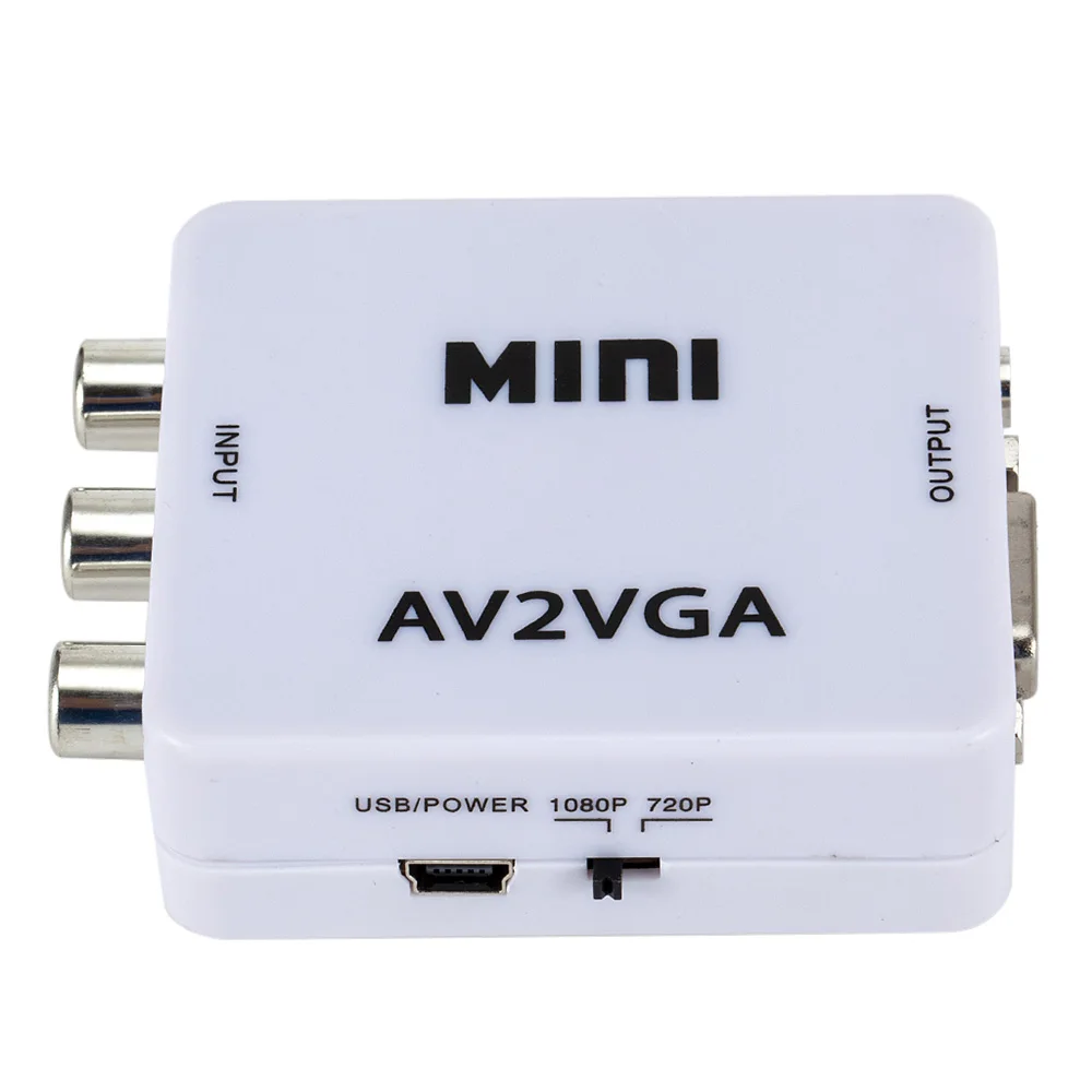 Мини преобразователь AV2VGA AV RCA CVBS в VGA видеопреобразователь с 3 5 мм аудио ПК HDTV
