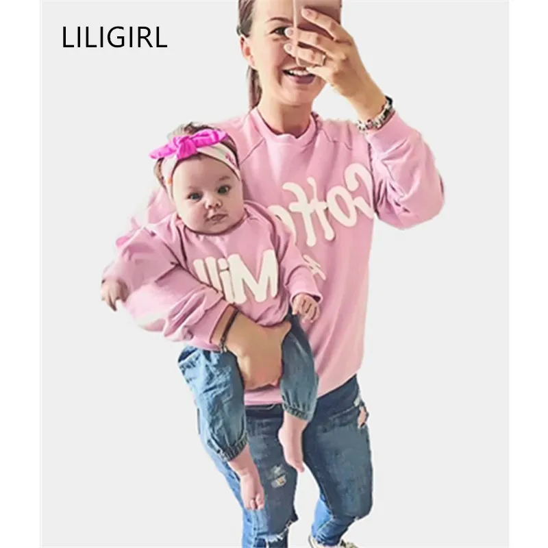 LILIGIRL/осенняя одежда для мамы и меня розовое пальто с принтом кофейного молока