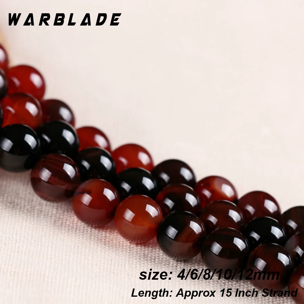 WarBLade высококачественные бусины из натурального агата круглые камня 4 мм 6 8 10 12 для