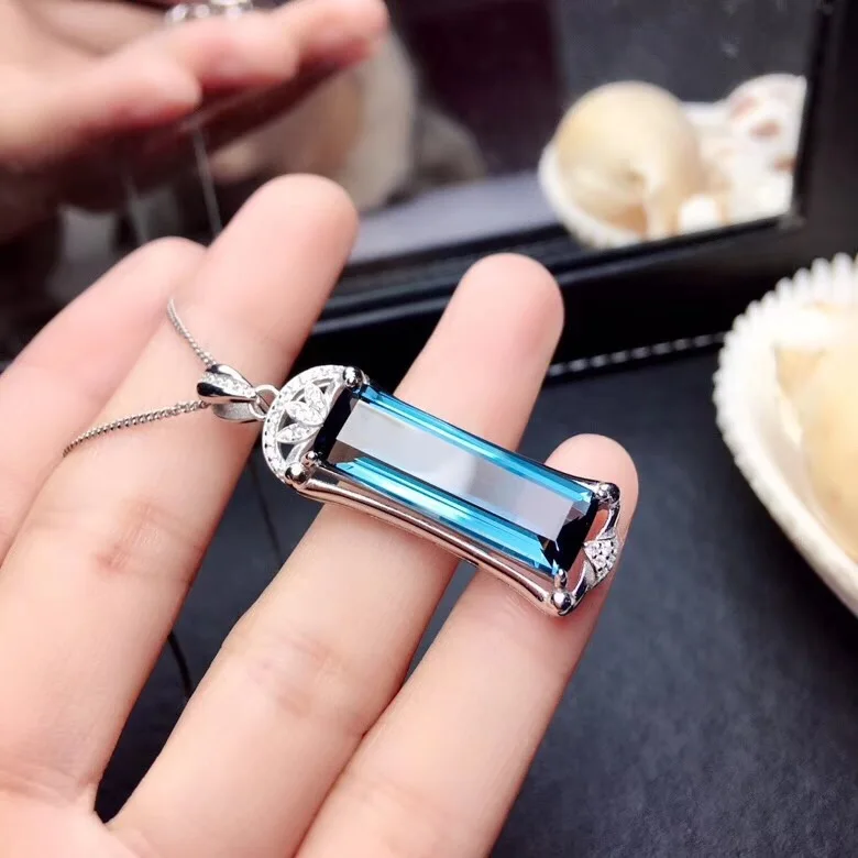 Подвеска из серебра 925 пробы с синим топазом подарок на вечеринку|Подвески| |