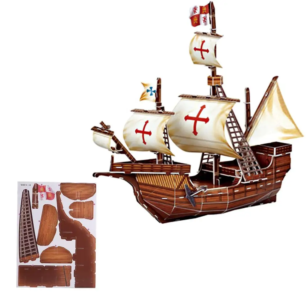 3D Бумага Санта-Мария, Пиратская лодка, собранная модель, игрушки для детей, подарок на день рождения, развивающие игрушки, Бумажная модель