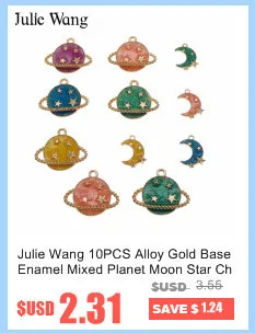 Julie Wang 4 шт. Золотая основа Эмаль Кот Китти Подвески в виде звезд для ожерелье с кулоном бижутерия своими руками изготовление металлических аксессуаров