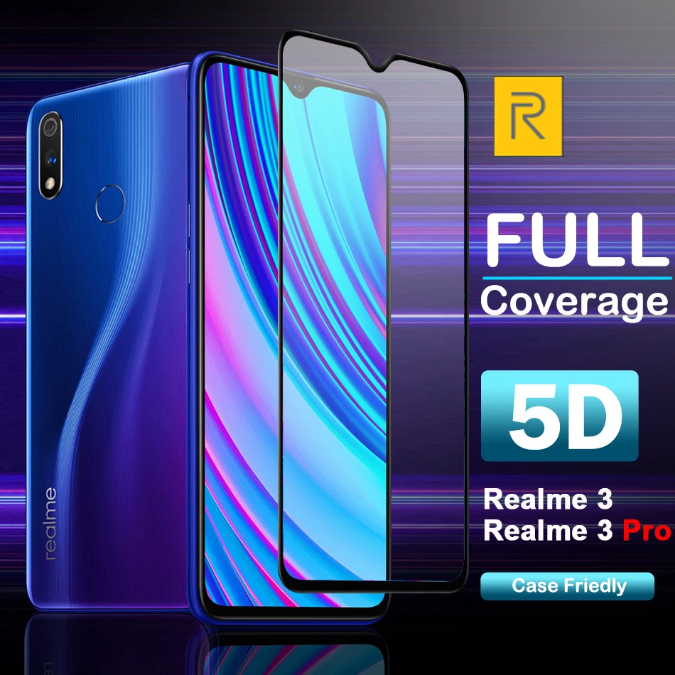 Закаленное стекло для OPPO Realme 3 Pro защита экрана полное покрытие 9H стеклянная