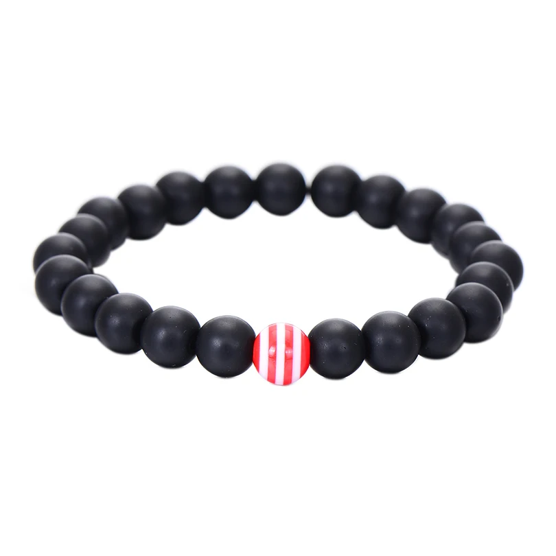 black and red Радужный Браслет Pipitree, 7 цветов, модные, 8 мм, матовые, натуральный камень, бусины, браслеты и браслеты для мужчин, ювелирные изделия,, Прямая поставка - Окраска металла: black and red