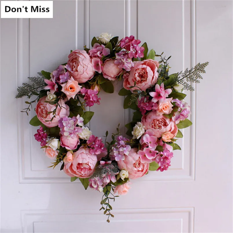 

Artificial Flowers Wreath Door Wall Threshold Flower Wedding Home Party Pendant Garland Decor Christmas Gift Wreath Decorations