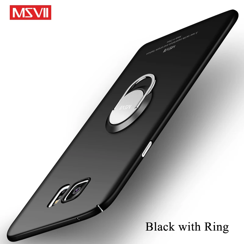 Black with Ring Для samsung Galaxy Note 5 Чехол Msvii кольцо на палец тонкий матовый Coque чехол для samsung Note 5 чехол с магнитным держателем 5,7" - Цвет: Black with Ring