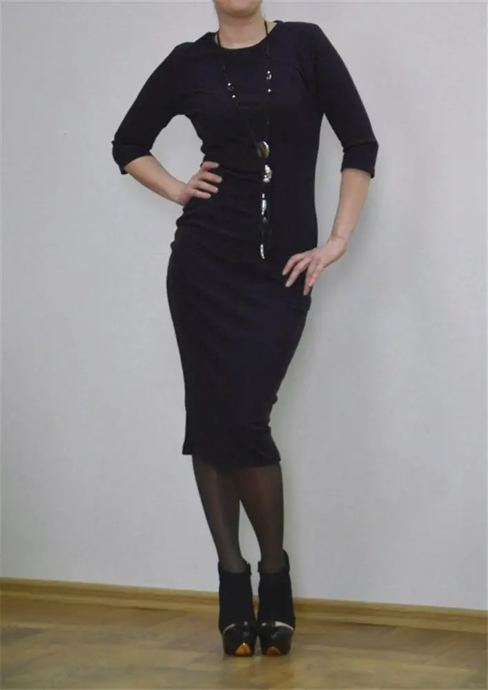 020Black Женское платье Vestido с коротким рукавом тонкое облегающее платье туника вырез лодочкой Повседневное платье карандаш новое поступление - Цвет: 020Black
