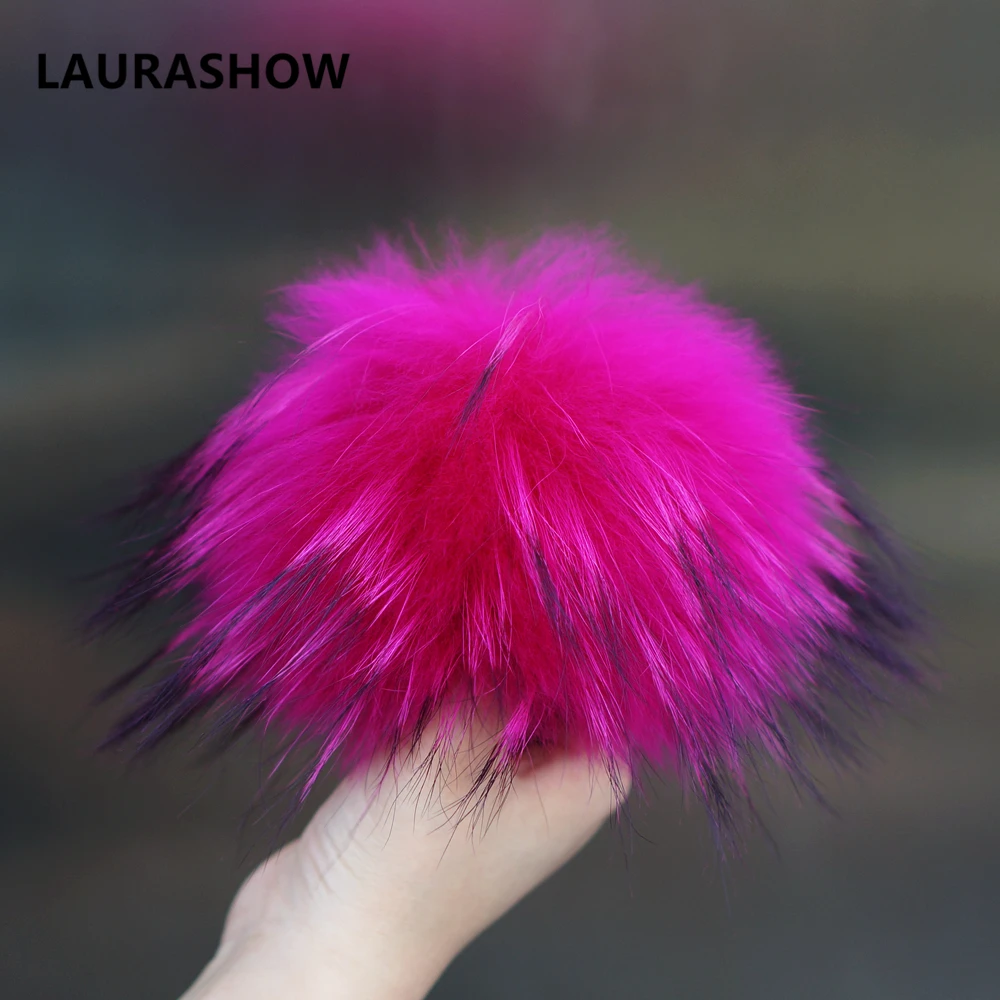 Laurashow 16-17 см многоцветный настоящие енот норка лиса Мех животных мяч 20 красочных Мех животных зимние Пипидастр для обуви сумка шляпа Мех животных Кепки Интимные аксессуары