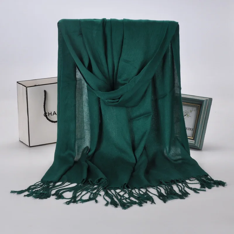 Женская шаль FOXMOTHER черный красный однотонный мусульманский хиджаб платок из