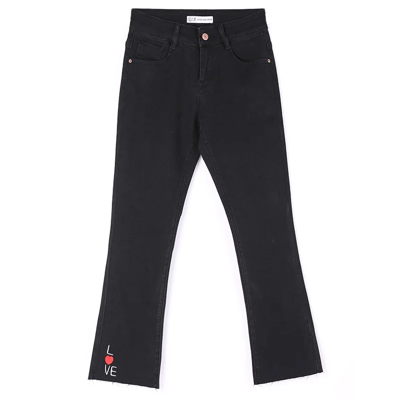 LEIJIJEANS 2019 весенние Стрейчевые черные джинсы с вышивкой размера плюс средняя талия