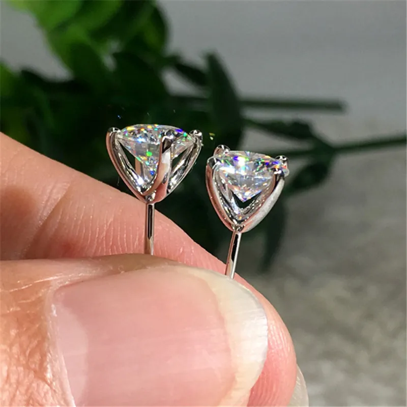 Серьги-гвоздики женские из серебра 925 пробы с 4 закрепками | Украшения и