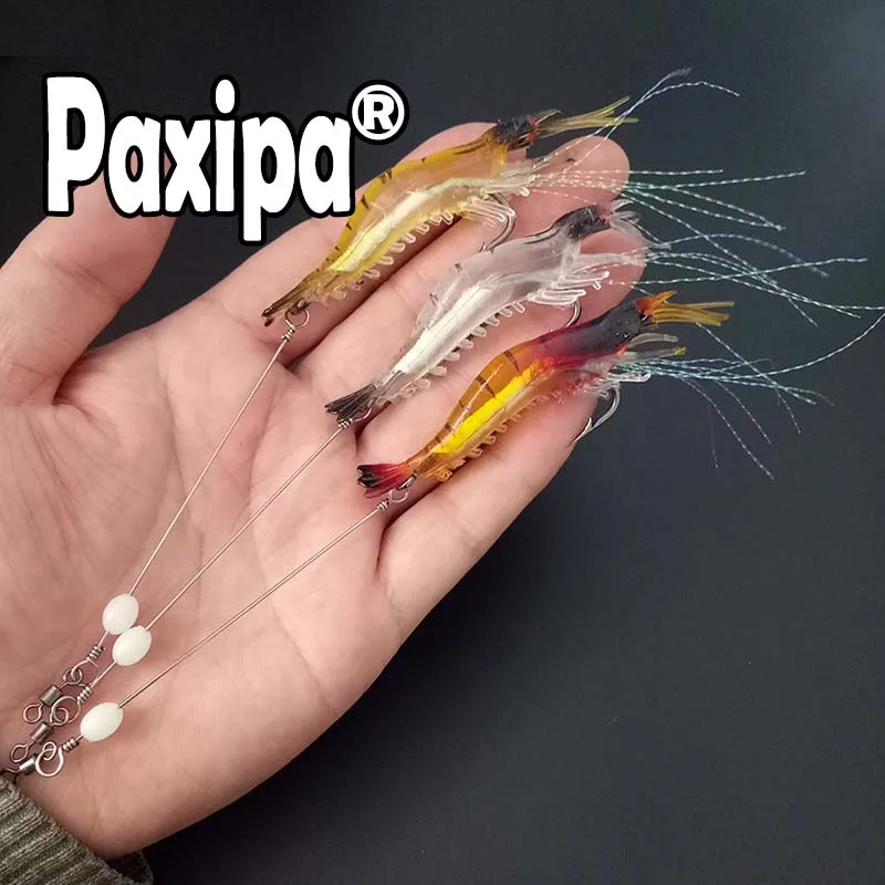 5 шт./лот светящаяся Мягкая приманка в виде креветки искусственная силиконовая с