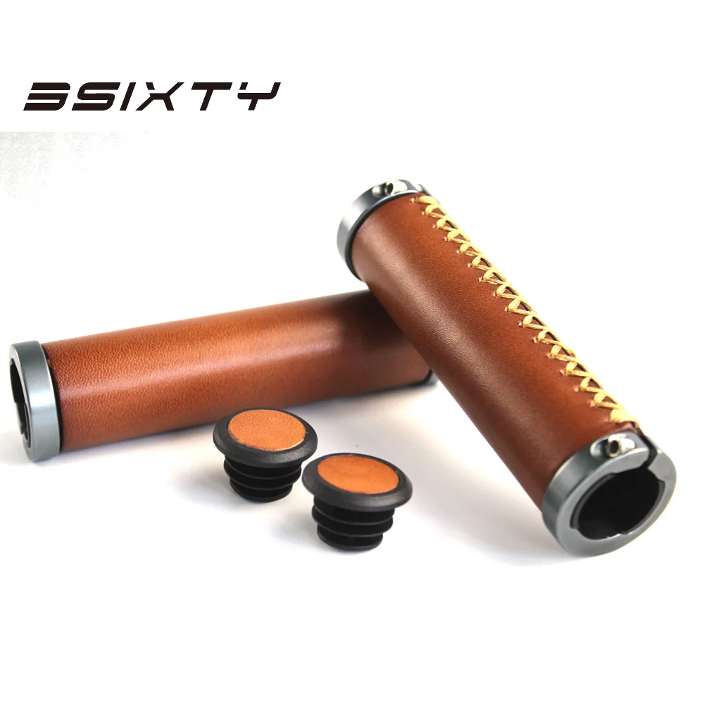 

3SIXTY Alloy Genuine Leather Handlebar Grips For Brompton, MTB Mountain Bicycle & Folding Bike Brown