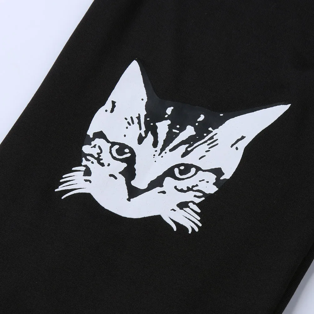 Леггинсы женские с эластичной резинкой на талии Kitty Cat печати брюки леггинсы